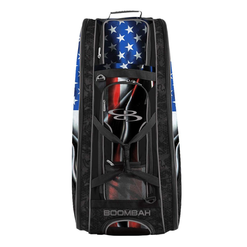 Boombah Beast Rolling Bat Bag 2.0-40" x 14" x 13" - USA Black Ops Black/Royal/Red - Holds 8 Bats, Glove and Shoe Compartments