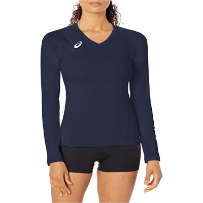 ASICS Women's Spin Serve Volleyball Jersey Long Sleeve, Team Navy, XL