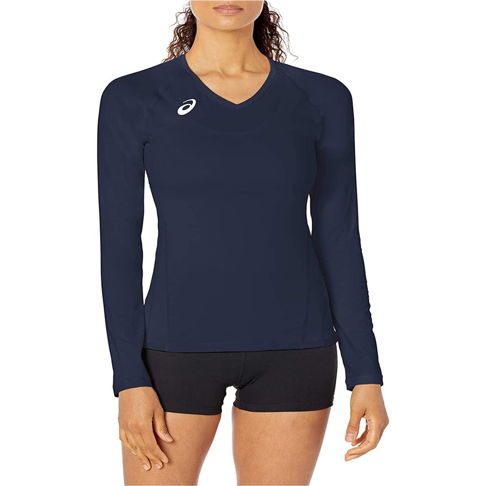 ASICS Women's Spin Serve Volleyball Jersey Long Sleeve, Team Navy, XL