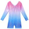 BAOHULU Toddler Girls Gymnastics Leotards Pink Blue Diamond Sparkle Tank Biketards with Shorts B173_PinkBlue_150 view 1
