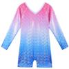 BAOHULU Toddler Girls Gymnastics Leotards Pink Blue Diamond Sparkle Tank Biketards with Shorts B173_PinkBlue_140 view 2