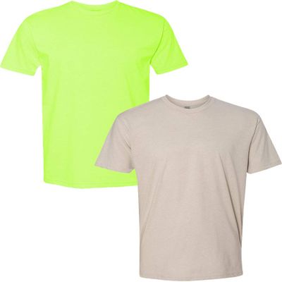 Next Level N6210 Premium Fitted CVC Crew Tee 2-Pack Medium Neon Yellow-Sand