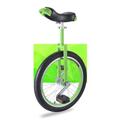 QWEASDF Unicycle 16", 18", 20" Professional Chrome Wheel Unicycle Leakproof Butyl Tire Wheel Cycling Outdoor Sports Fitness Exercise,Green,16"