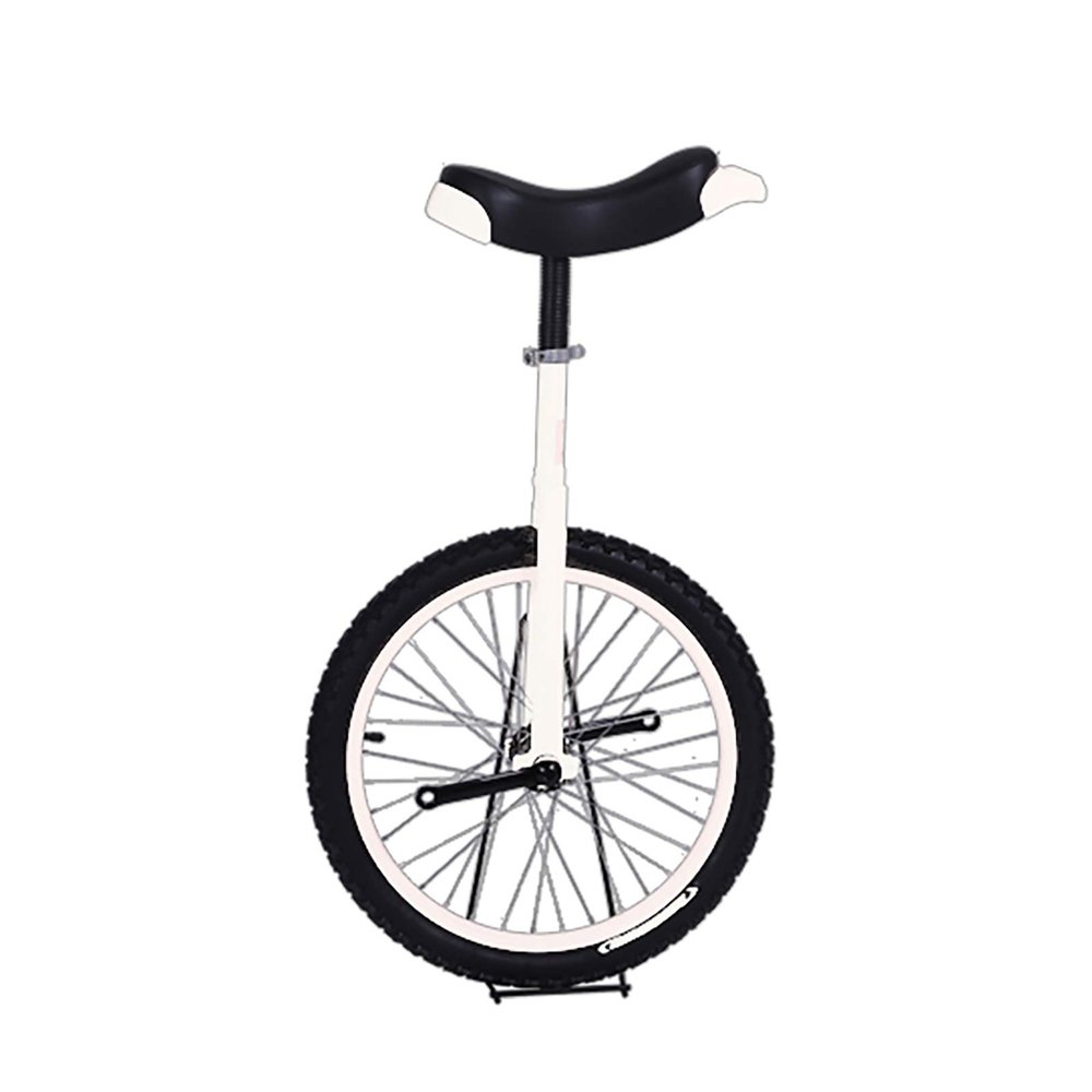 QWEASDF Unicycle, 20" Inch Chrome Wheel Unicycle Leakproof Butyl Tire Wheel Cycling Outdoor Sports Fitness Exercise,White