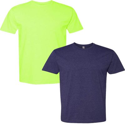 Next Level N6210 Premium Fitted CVC Crew Tee 2-Pack Medium Neon Yellow-Storm