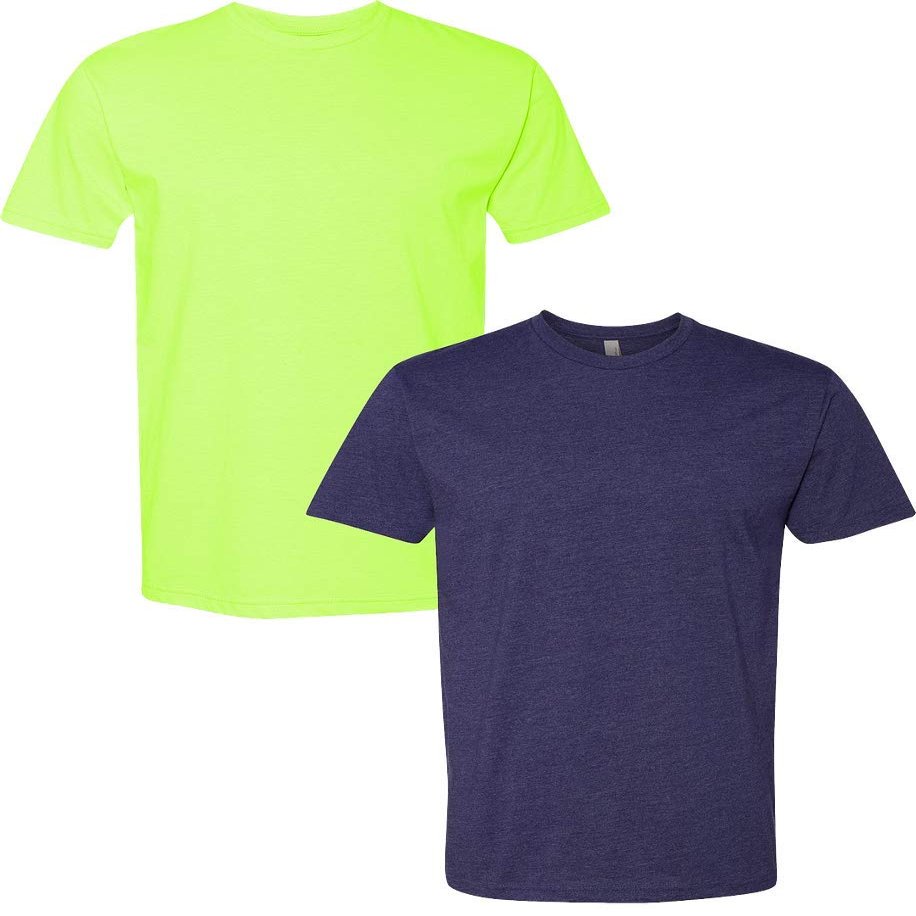 Next Level N6210 Premium Fitted CVC Crew Tee 2-Pack Medium Neon Yellow-Storm