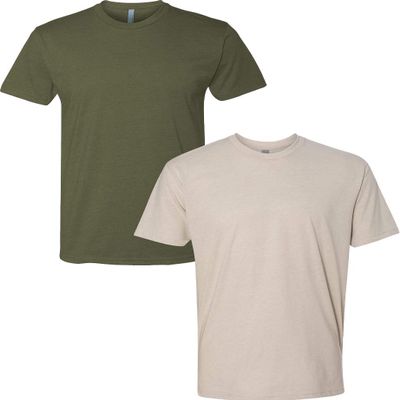 Next Level N6210 Premium Fitted CVC Crew Tee 2-Pack Medium Military-Sand