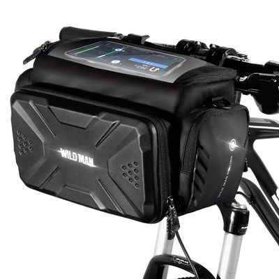 WILD MAN 4L Rainproof Bike Handlebar Storage Bag with Touch Screen Use for MTB Mountain Road Bike Folding Bike Scooters (GS6)
