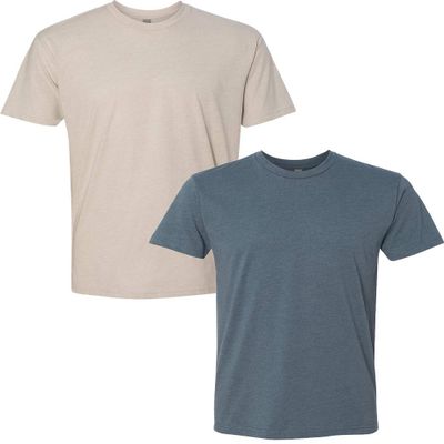 Next Level N6210 Premium Fitted CVC Crew Tee 2-Pack XL Sand-Indigo