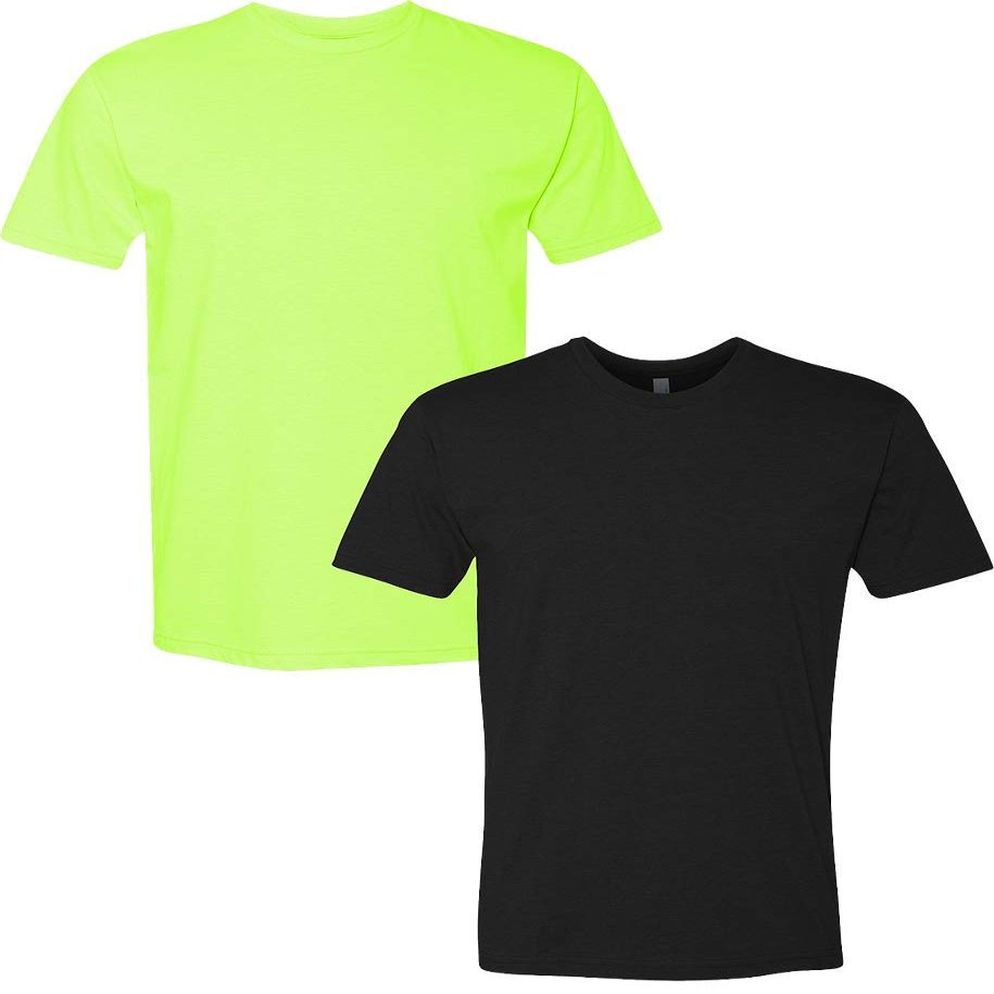 Next Level N6210 Premium Fitted CVC Crew Tee 2-Pack Large Neon Yellow-Black