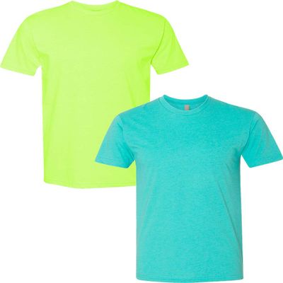Next Level N6210 Premium Fitted CVC Crew Tee 2-Pack Large Neon Yellow-Tahiti