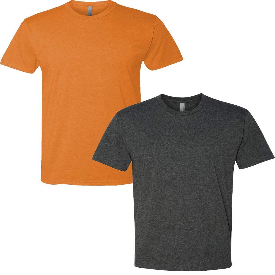Next Level N6210 Premium Fitted CVC Crew Tee 2-Pack Medium Orange-Charcoal