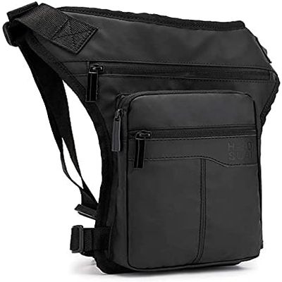 Canvas Tactical Military Waist Pack - Outdoor Drop Leg Bag, Fanny Pack, Thigh Pouch, Crossbody Bag - 7-black*