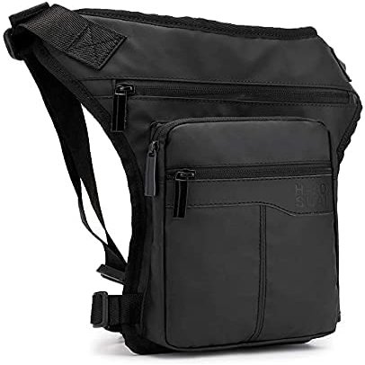 Canvas Tactical Military Waist Pack - Outdoor Drop Leg Bag, Fanny Pack, Thigh Pouch, Crossbody Bag - 7-black*