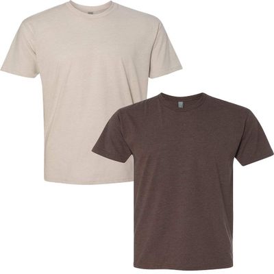 Next Level N6210 Premium Fitted CVC Crew Tee 2-Pack Small Sand-Espresso