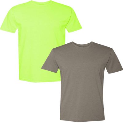 Next Level N6210 Premium Fitted CVC Crew Tee 2-Pack Large Neon Yellow-Warm