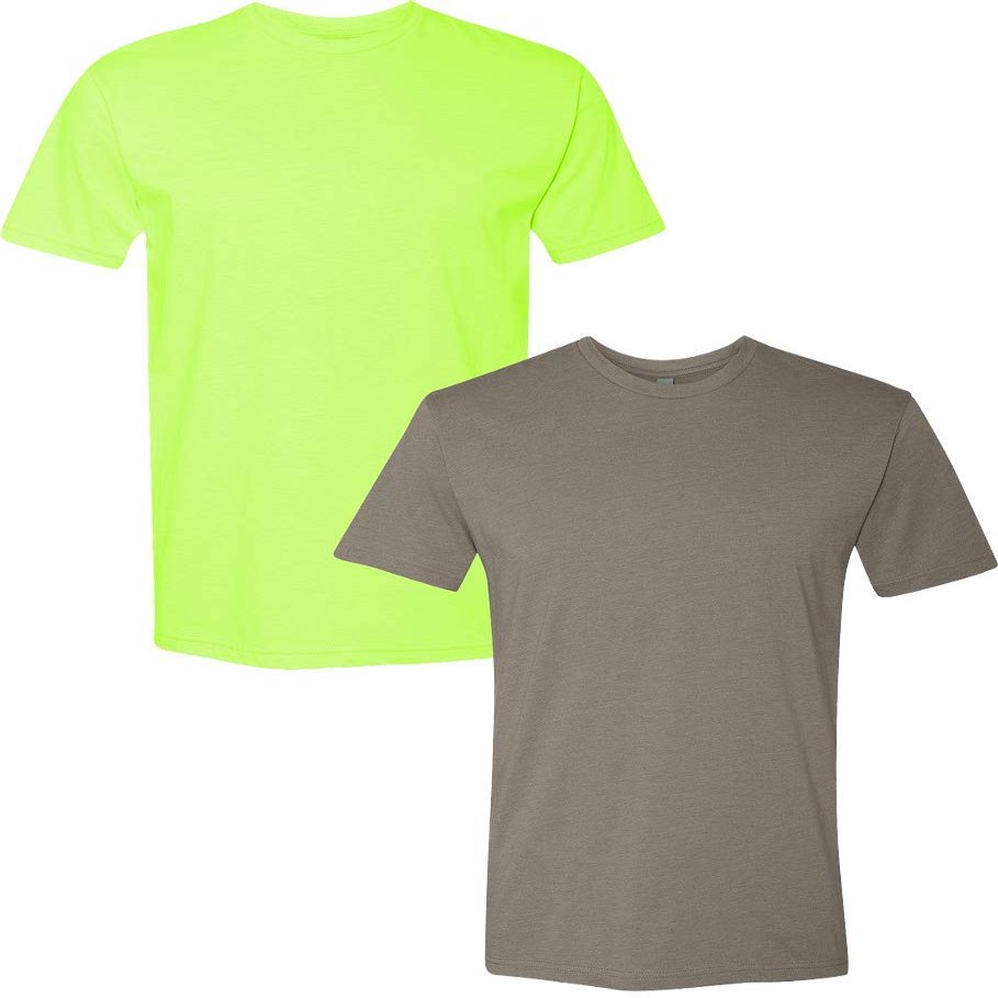 Next Level N6210 Premium Fitted CVC Crew Tee 2-Pack Large Neon Yellow-Warm