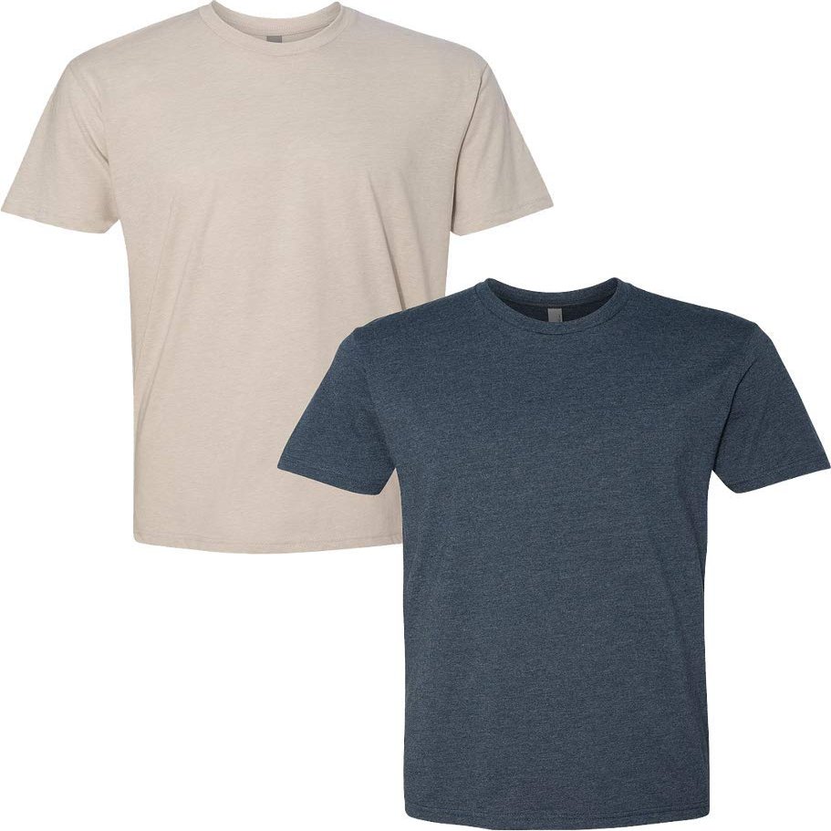Next Level N6210 Premium Fitted CVC Crew Tee 2-Pack Small Sand-Midnight
