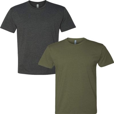 Next Level N6210 Premium Fitted CVC Crew Tee 2-Pack Medium Charcoal-Military