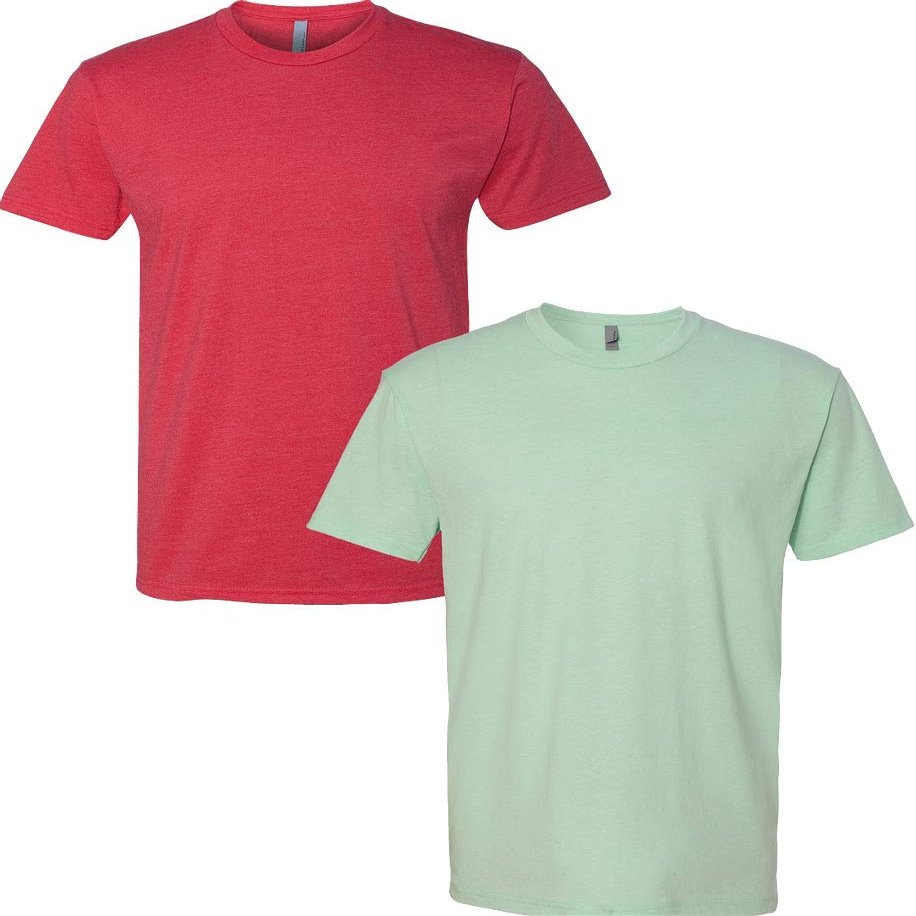Next Level N6210 Premium Fitted CVC Crew Tee 2-Pack Large Red-Mint