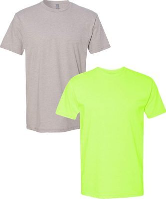 Next Level N6210 Premium Fitted CVC Crew Tee 2-Pack Large Silk-Neon Yellow