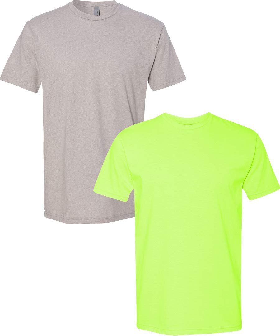 Next Level N6210 Premium Fitted CVC Crew Tee 2-Pack Large Silk-Neon Yellow