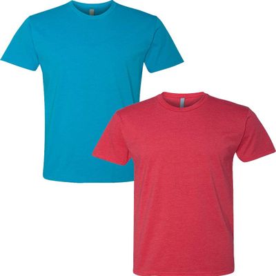 Next Level N6210 Premium Fitted CVC Crew Tee 2-Pack 2XL Turquoise-Red