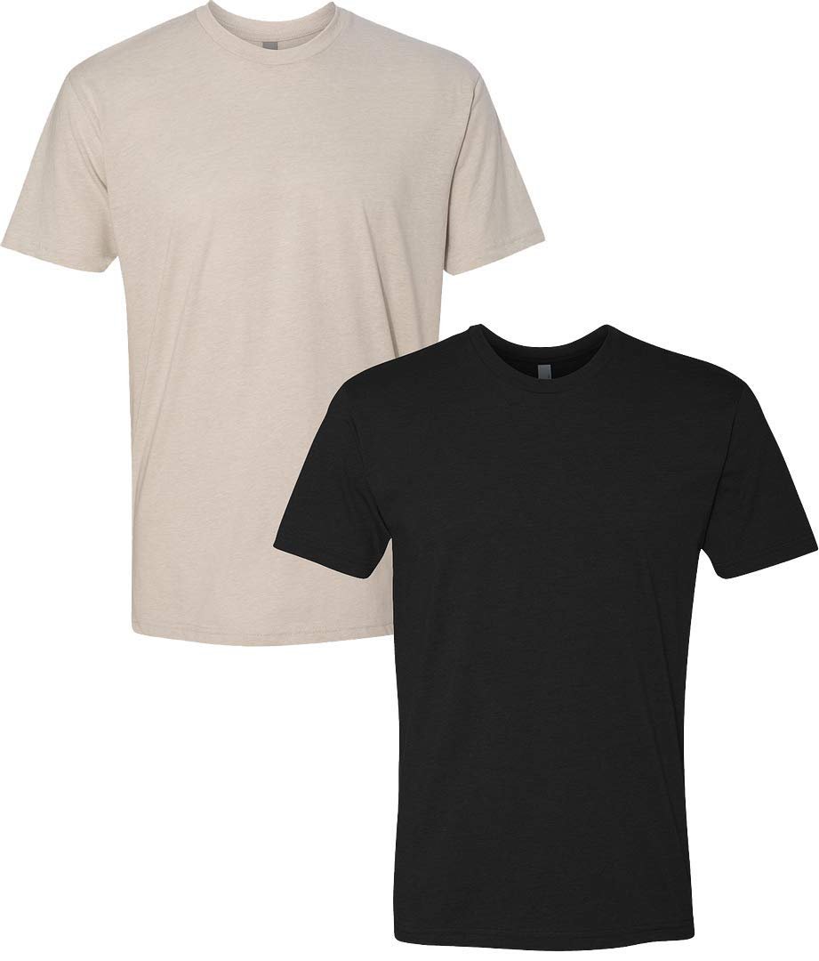 Next Level N6210 Premium Fitted CVC Crew Tee 2-Pack Medium Sand-Black