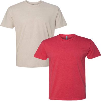 Next Level N6210 Premium Fitted CVC Crew Tee 2-Pack Small Sand-Red