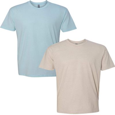 Next Level N6210 Premium Fitted CVC Crew Tee 2-Pack Medium Ice-Sand