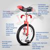 QWEASDF Unicycle, 16,18,20,24 Wheel Leakproof Butyl Tire Wheel Cycling Outdoor Sports Fitness Exercise Health, Unisex Heavy Duty Steel Frame and Alloy Wheel,Yellow,16 view 2