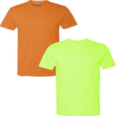 Next Level N6210 Premium Fitted CVC Crew Tee 2-Pack Medium Orange-Neon Yellow