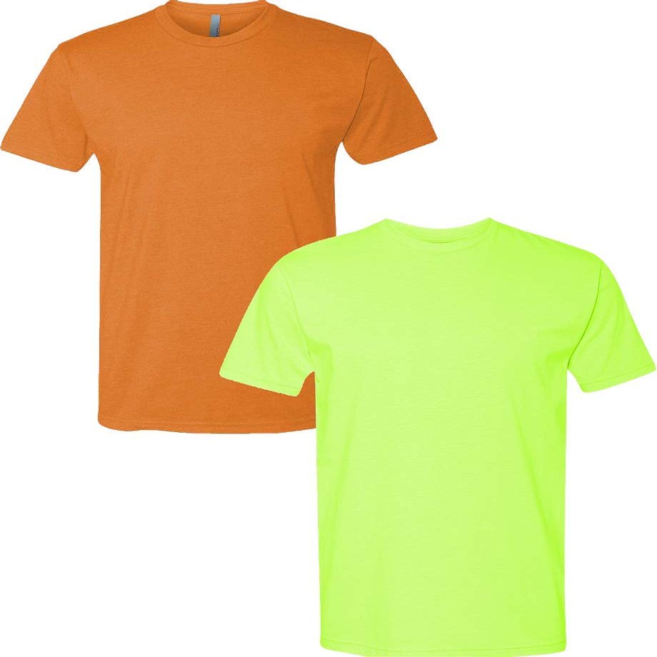 Next Level N6210 Premium Fitted CVC Crew Tee 2-Pack Medium Orange-Neon Yellow