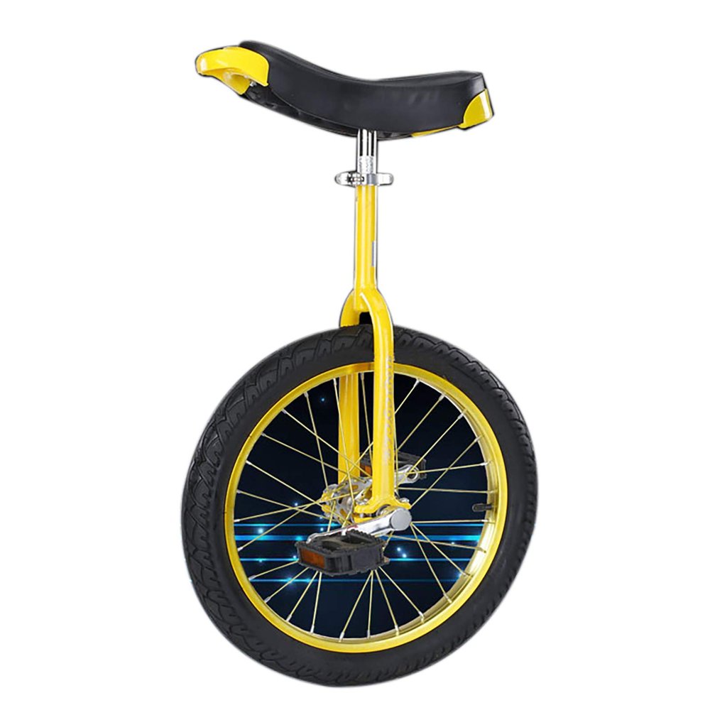 QWEASDF 16", 18", 20", 24", Wheel Unicycle, One Wheel Bike, Leakproof Butyl Tire Wheel Cycling Outdoor Sports Fitness Exercise Health,Yellow,18 ''