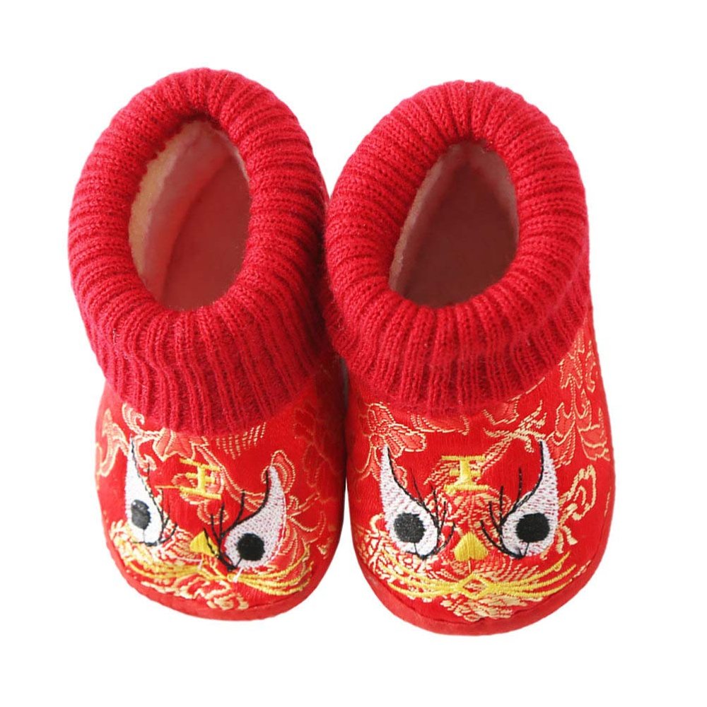 Happyyami Thick Warm Tiger Shoes for Boys and Girls Baby Casual Cartoon Shoes Embroidered Detail Snow Boots for Boys Girls