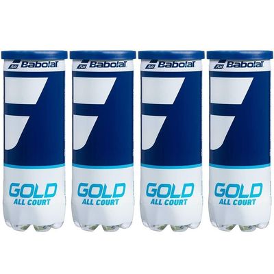 Babolat Gold All Court Tennis Balls, 4 Cans, 12 Balls