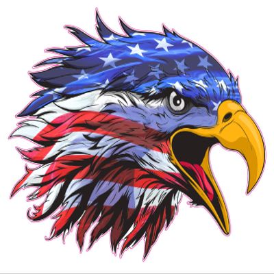 Nostalgia Decals Screaming American Flag Eagle Head Decal (36" x 26.5")