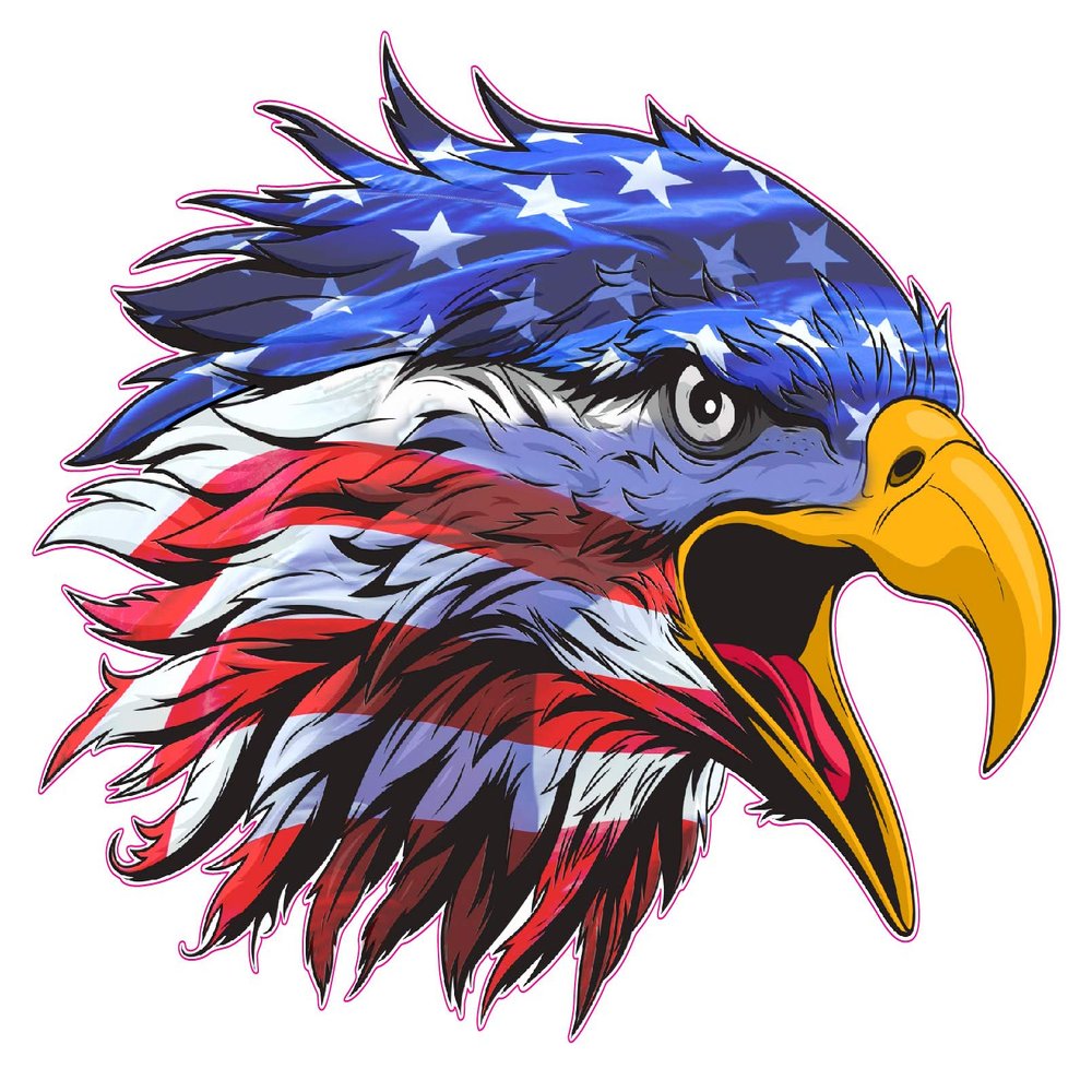 Nostalgia Decals Screaming American Flag Eagle Head Decal (36" x 26.5")
