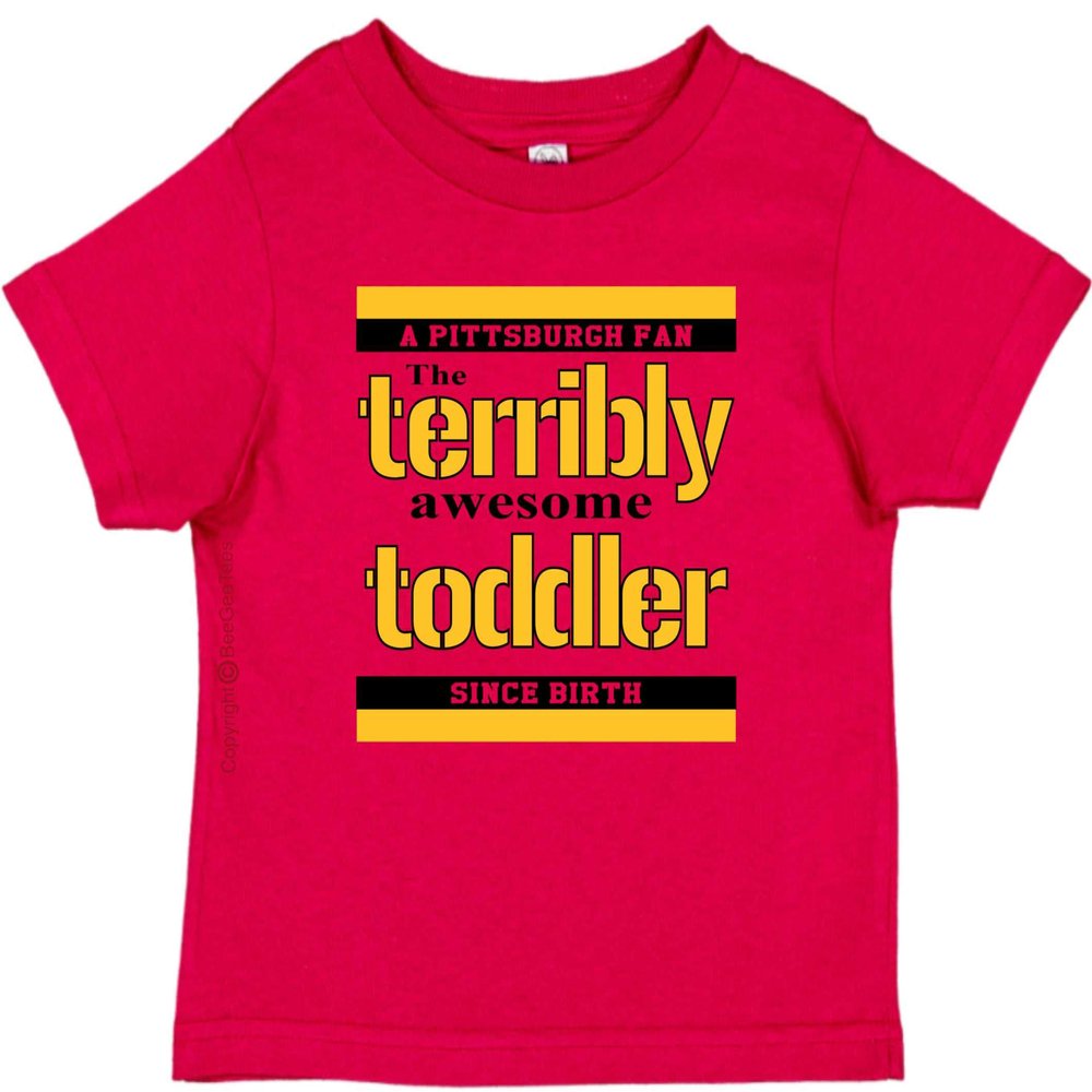 BeeGeeTees Pittsburgh Terribly Awesome Funny Toddler Love Shirt (Boys & Girls) (2T, Red)
