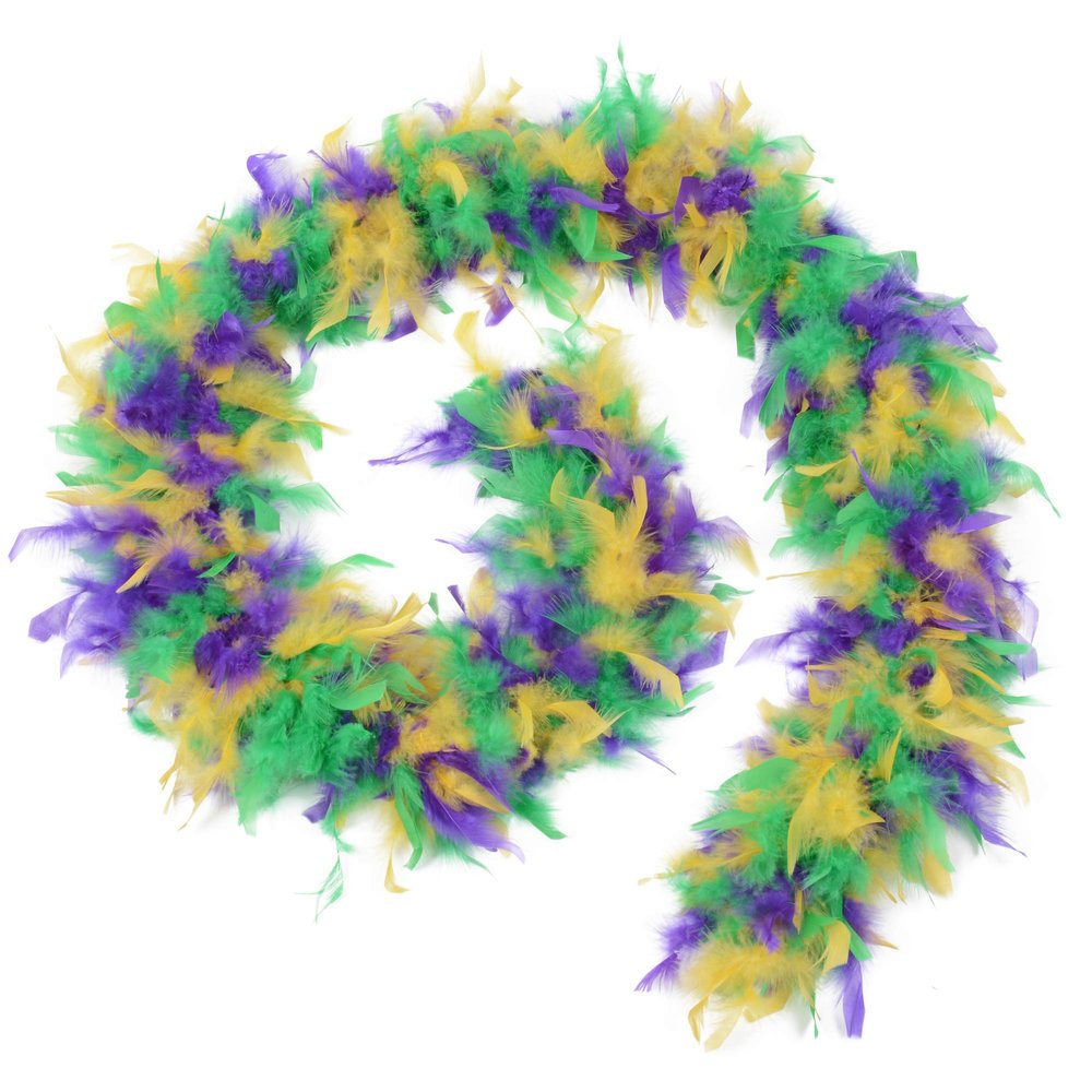 Handy Lidy 60g 72" Long Light Weight Chandelle Feather Boa Women Adult Turkey Boas for Party Costume-Mardi Gras