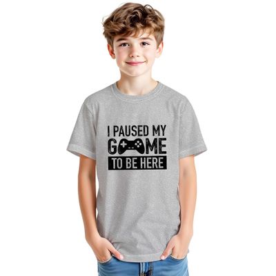 I Paused My Game to Be Here t Shirt Gamer Gifts Boys Gaming Funny Graphic Tees (US, Age, 10 Years, 12 Years, Light Gray)