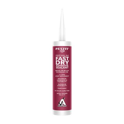Pettit Anchortech Premium Fast Dry Marine Grade Adhesive Sealant, Permanent Waterproof Paintable White 10oz Cartridge
