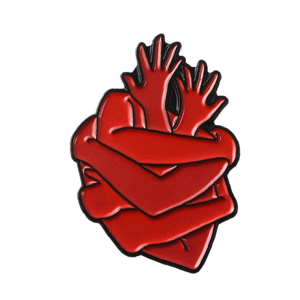 1pc Heart Pin Cartoon Heart Hug Brooches Badge for Bag Clothes Jackets Lapel Pin for Women Girl Jewelry Gift