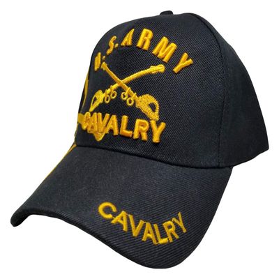 Army Calvary Baseball Cap with Sticker, United States US CAV Military, Black Hat for Men, Women