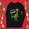 Tstars Christmas Shirt Jingle Bell Rawr T Rex Santa Youth Kids Long Sleeve T-Shirt Medium Black view 4
