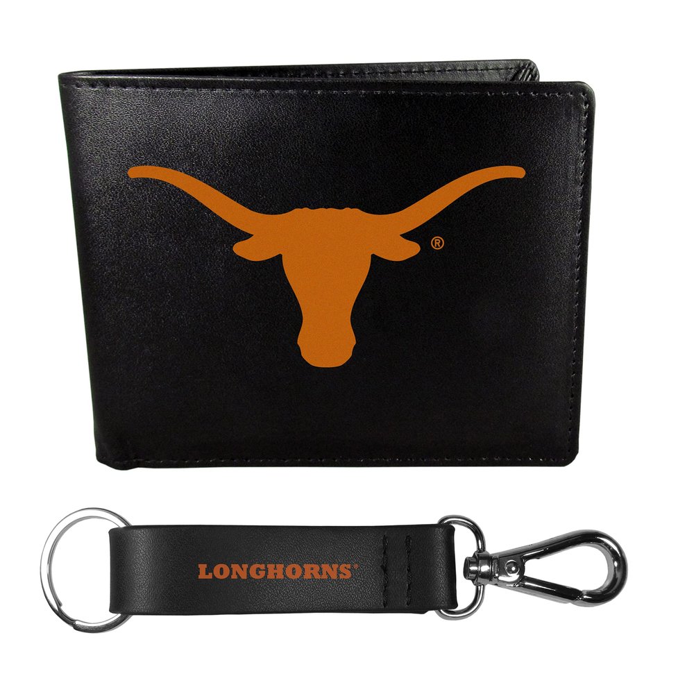 Siskiyou Sports NCAA Texas Longhorns Bi-fold Wallet & Strap Key Chain, Black, One Size