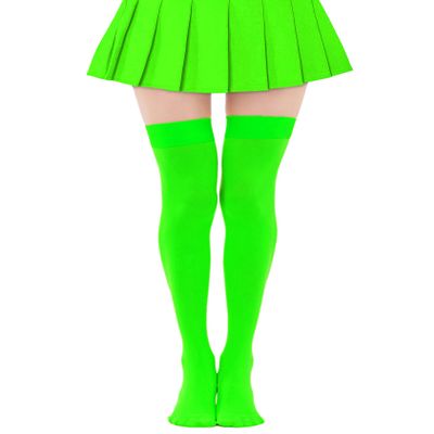 Lastclream Women Costume Thigh High Stockings for Girls Over Knee Socks Cosplay Plus Size Daphne Costume Adult Hosiery (Green)