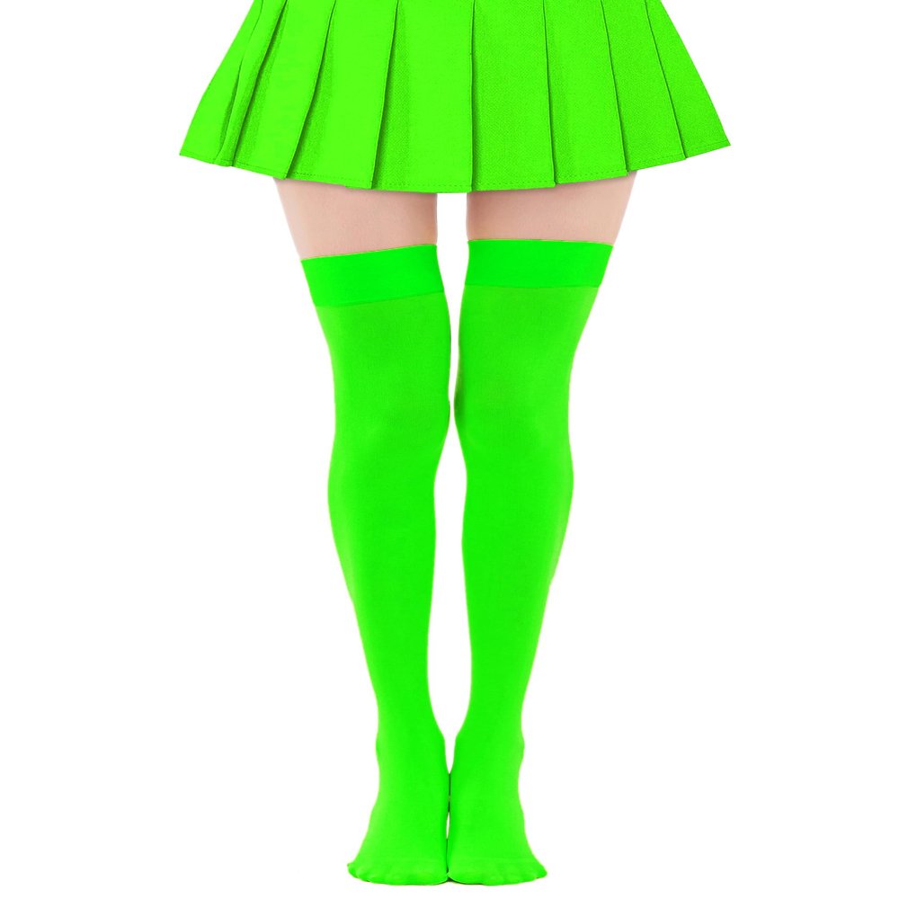 Lastclream Women Costume Thigh High Stockings for Girls Over Knee Socks Cosplay Plus Size Daphne Costume Adult Hosiery (Green)