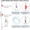 YOTO Fishing Leaders,Saltwater Tackle Rig with Swivels Snap, High-Strength Fishing Wire Gear Equipment for Lures Bait Or Hooks,1Arm and 2Arm view 3