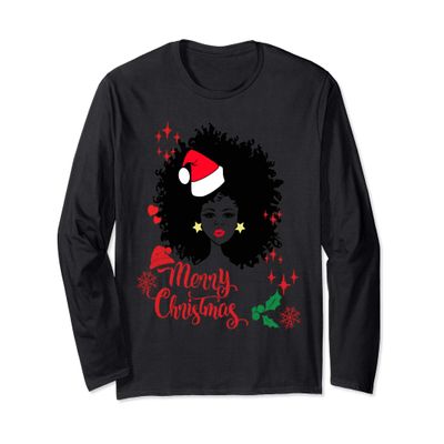 American African Christmas Santa Claus Long Sleeve T-Shirt